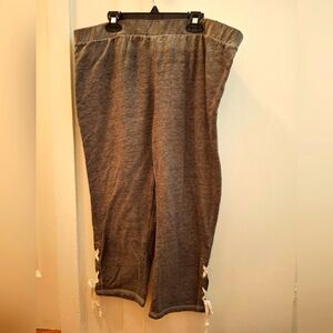 Gray Capri lounge Pants with Tie Accents
